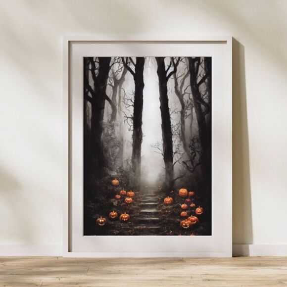 Spooky Halloween Pumpkin Print - Picture 2 of 6